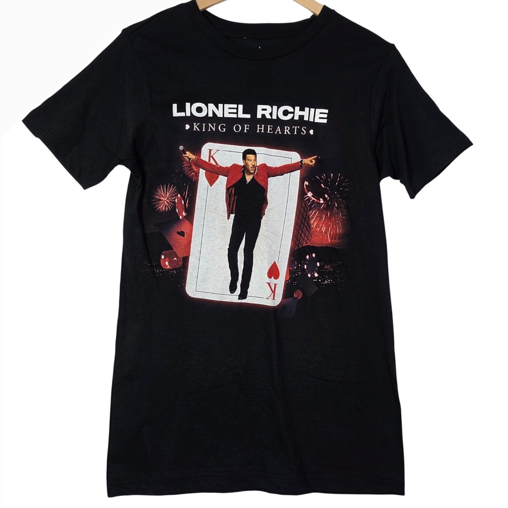 Lionel Richie Womens Graphic T Shirt Small King Of Hearts Tour Concert Black‎